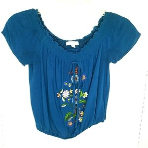 A'gaci floral crop top off shoulder elastic waist